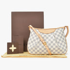 Louis Vuitton Siracusa PM Shoulder Bag Damier Azur Canvas White Beige