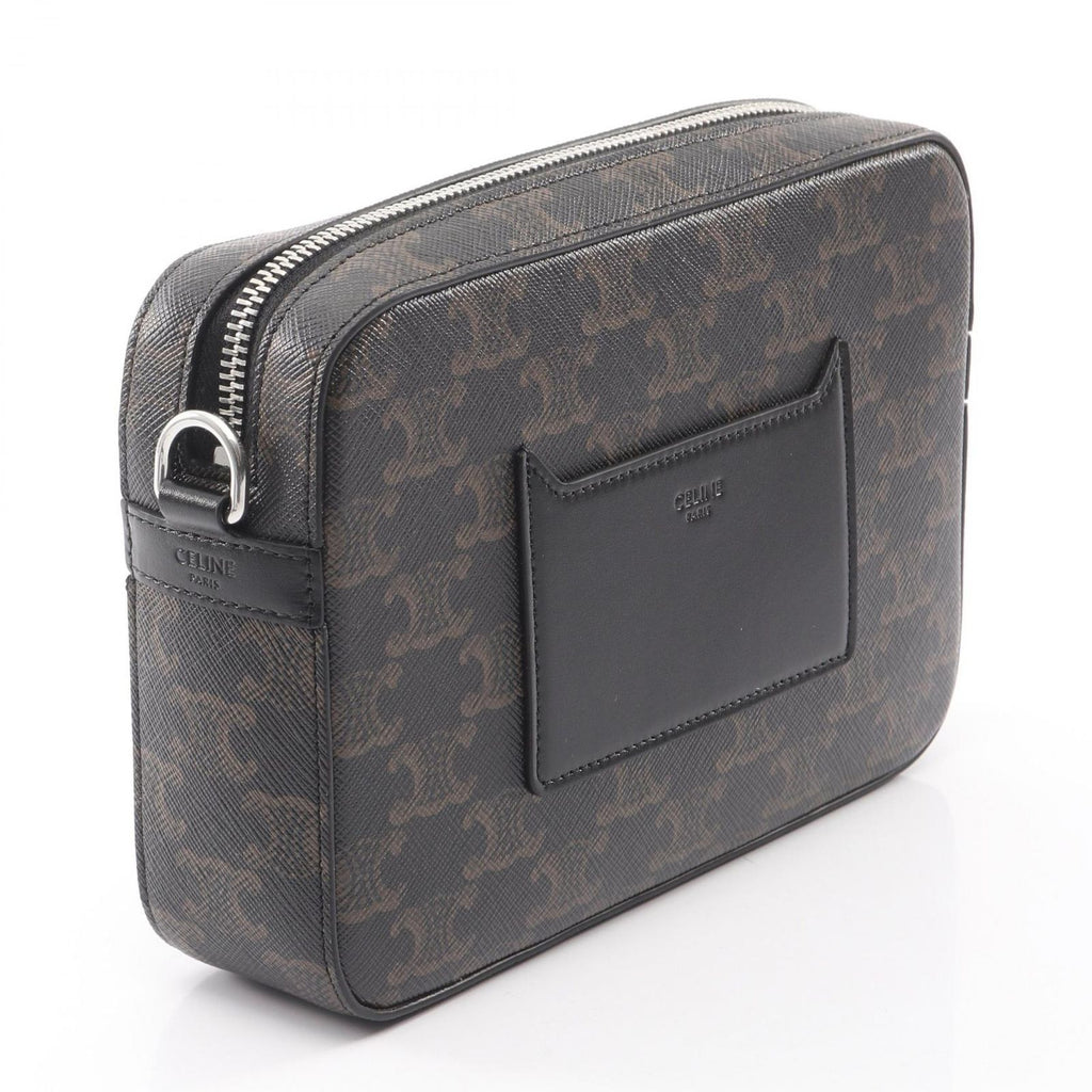 Celine Shoulder Bag Small Messenger Triomphe Black Canvas Leather — view 2