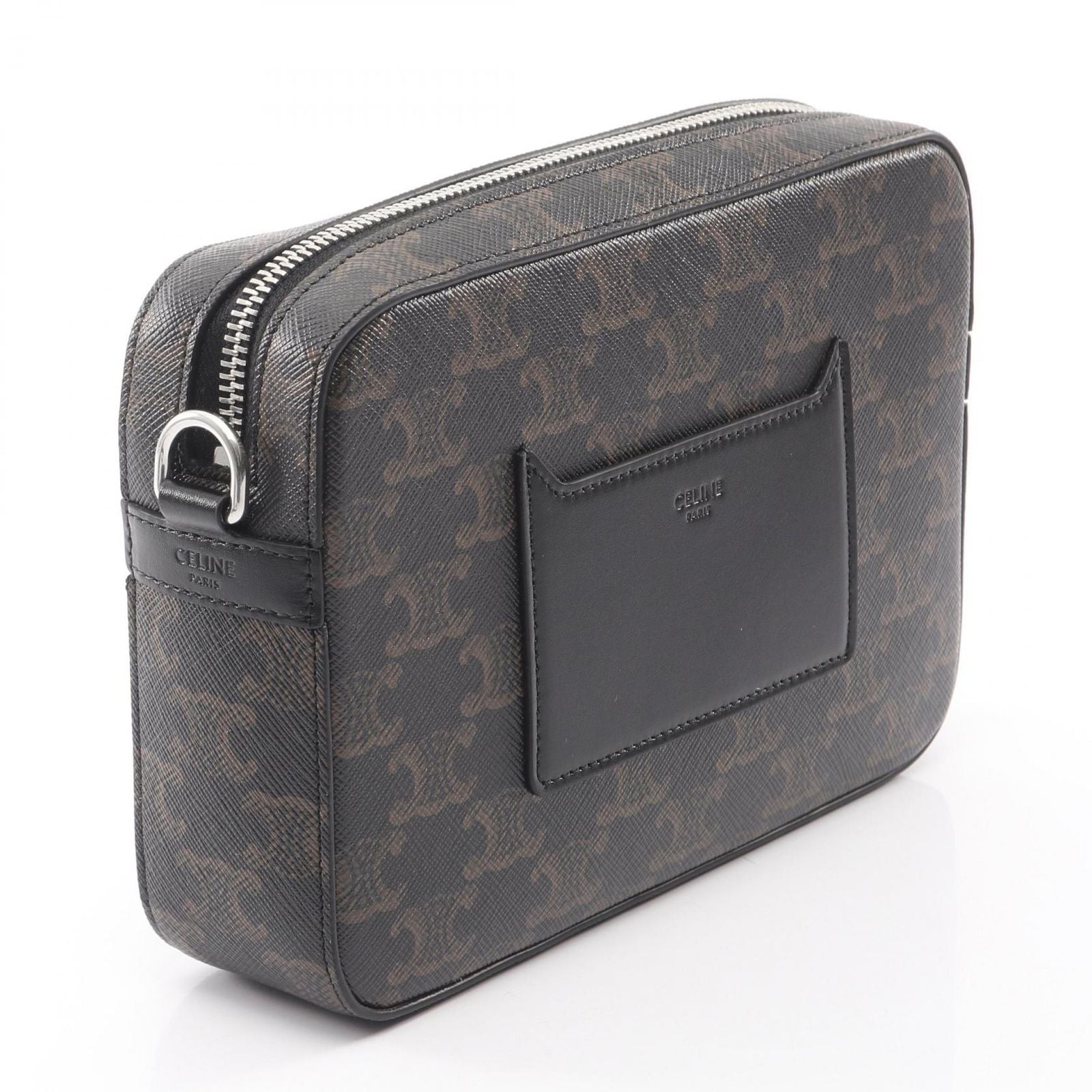 Celine Shoulder Bag Small Messenger Triomphe Black Canvas Leather — view 2