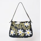 Fendi Flower Denim Mamma Baguette Embroidery Navy Silver — view 2