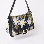 Fendi Flower Denim Mamma Baguette Embroidery Navy Silver — view 3