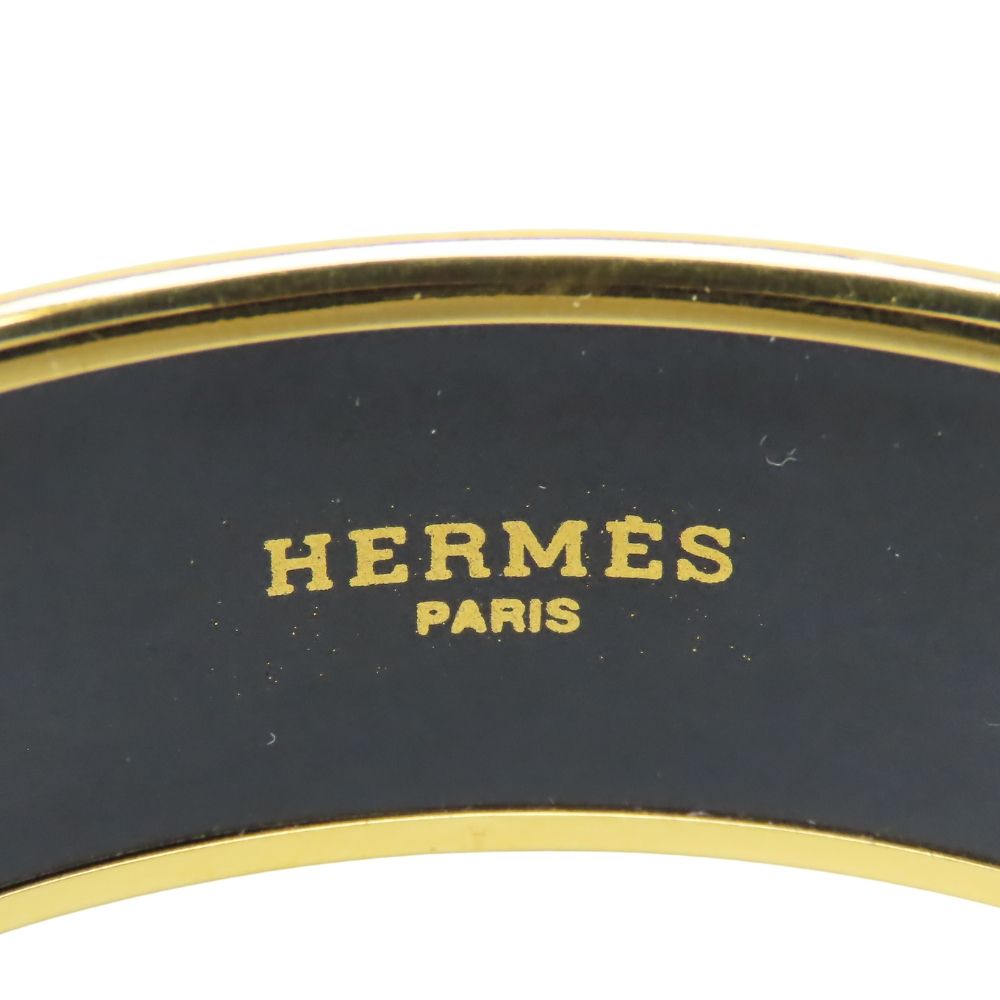 Hermes Bangle Enamel GM Metal Black Gold Cloisonne Tiger Bracelet — view 5