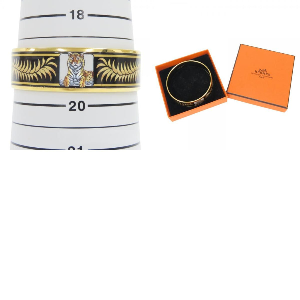 Hermes Bangle Enamel GM Metal Black Gold Cloisonne Tiger Bracelet — view 9