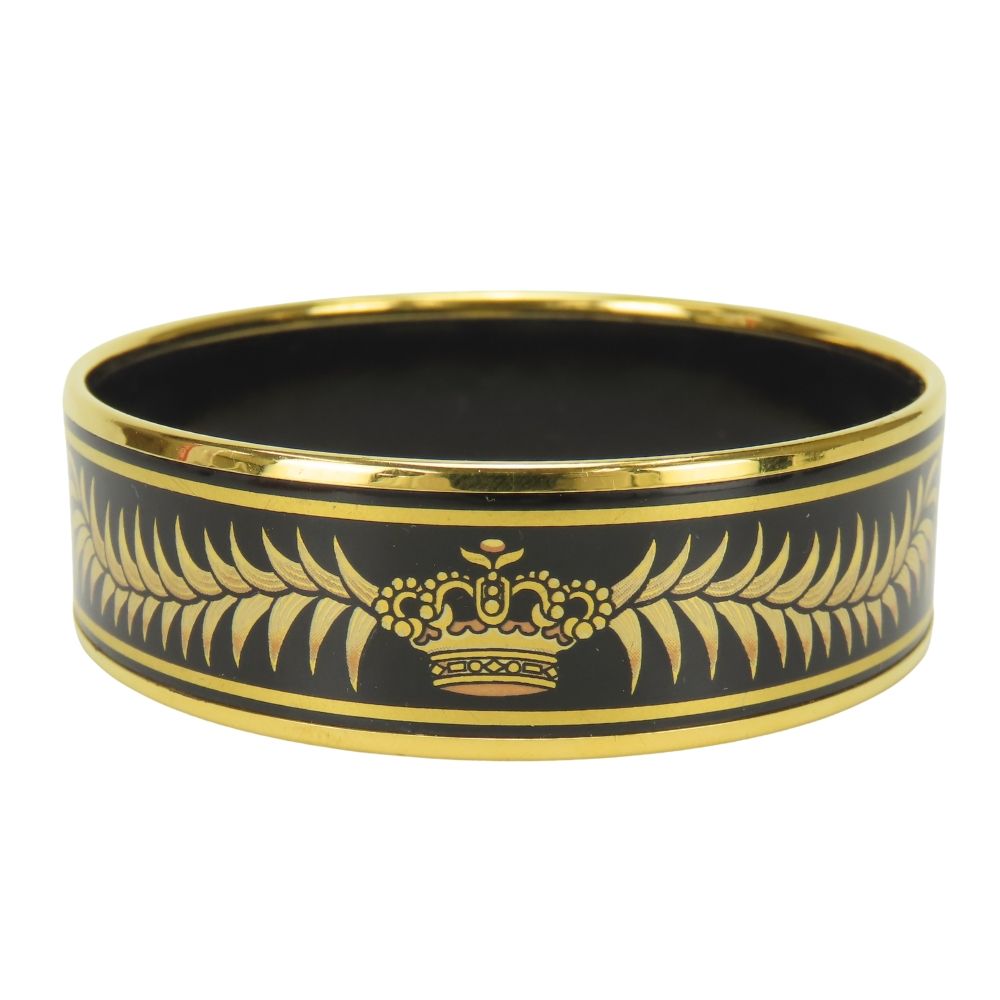 Hermes Bangle Enamel GM Metal Black Gold Cloisonne Tiger Bracelet — view 2