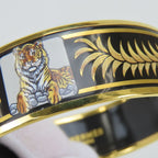 Hermes Bangle Enamel GM Metal Black Gold Cloisonne Tiger Bracelet — view 7
