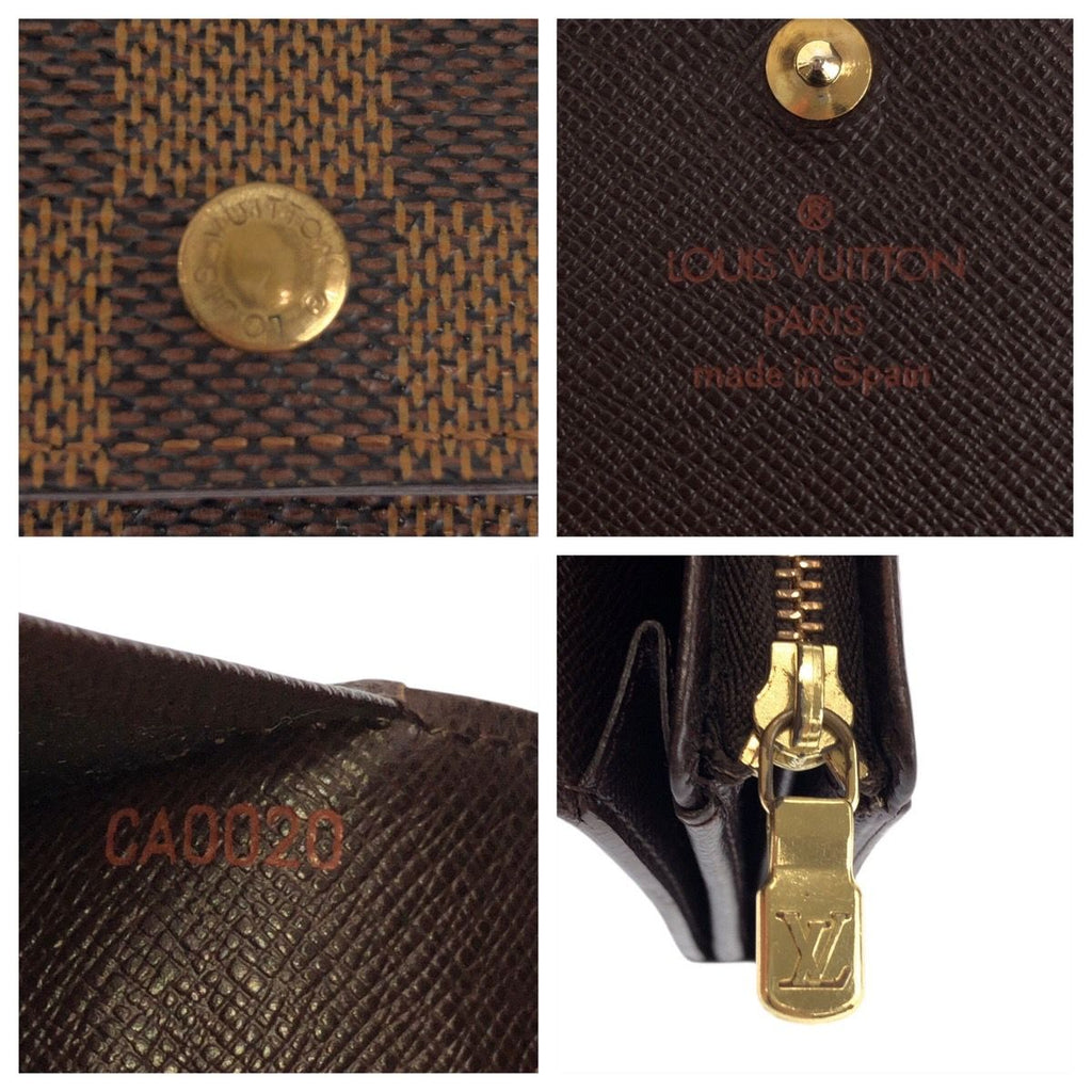 Louis Vuitton Damier Porte Monnaievier Tresor Brown Fold Wallet Compact — view 5