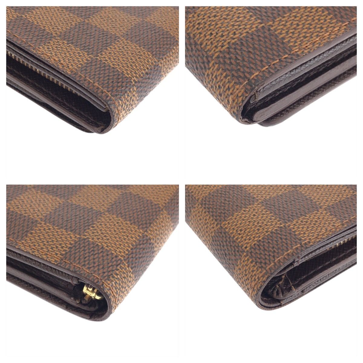 Louis Vuitton Damier Porte Monnaievier Tresor Brown Fold Wallet Compact — view 4