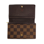 Louis Vuitton Damier Porte Monnaievier Tresor Brown Fold Wallet Compact — view 6