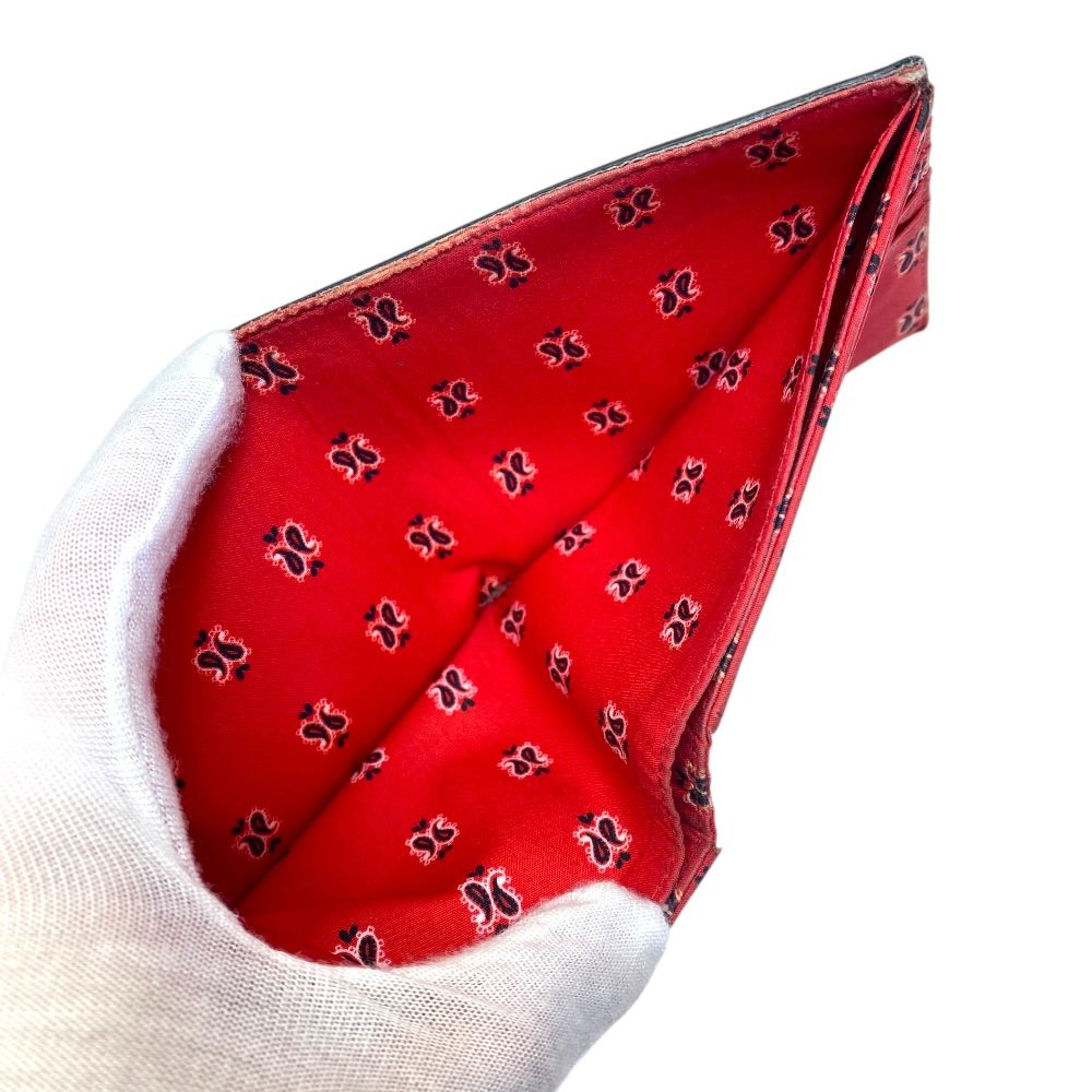 Saint Laurent Wallet Bifold Folding Paisley Compact Billfold Leather Black — view 6