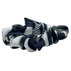 Chanel Scrunchie Hair Tie Geometric Pattern Silk Black White Gray — view 3