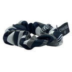 Chanel Scrunchie Hair Tie Geometric Pattern Silk Black White Gray — view 4