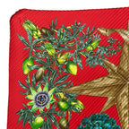 Hermes Scarf Passiflores Passion Flower Pleats Carre 90 Silk Red Multicolor — view 4