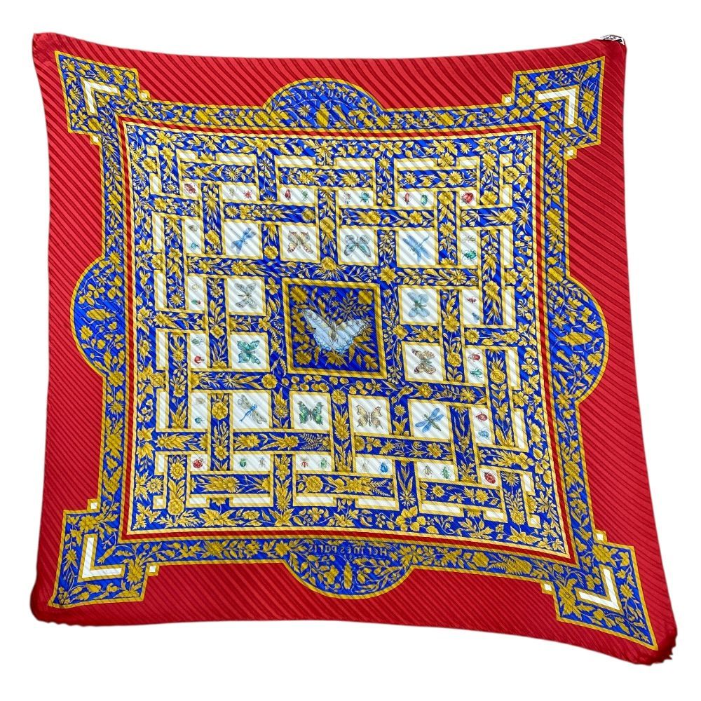 Hermes Scarf Joyaux de L'ete Summer Pleat Pleats Carre 90 Silk Red Multicolor — view 6