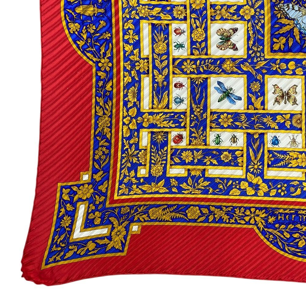 Hermes Scarf Joyaux de L'ete Summer Pleat Pleats Carre 90 Silk Red Multicolor — view 5