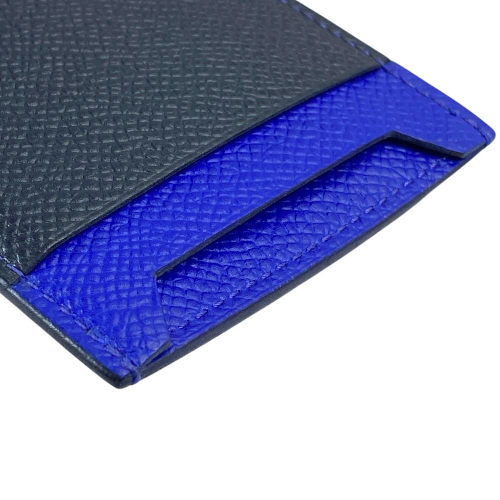 Hermes City Card Case Business Holder Compact Epsom Blue Gray Logo Sophisticatio — view 5