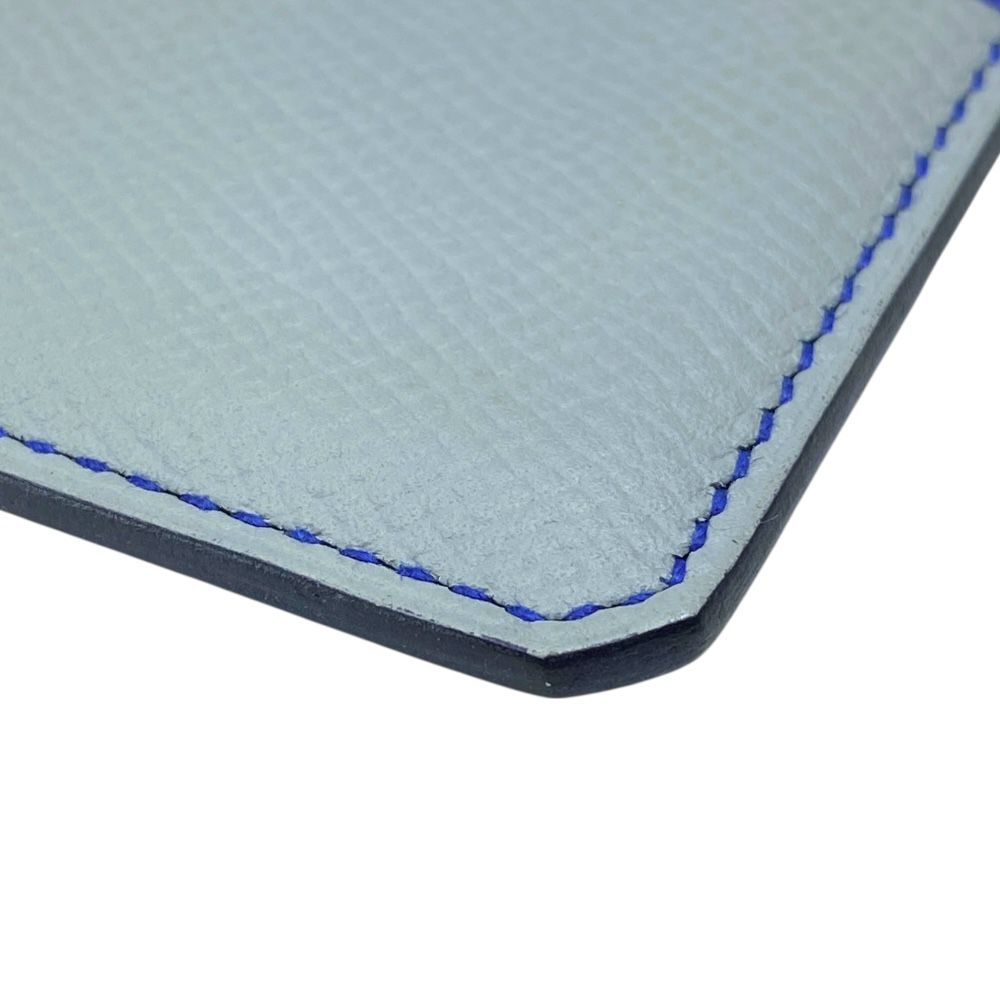 Hermes City Card Case Business Holder Compact Epsom Blue Gray Logo Sophisticatio — view 4