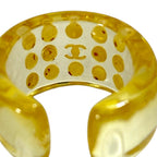 Chanel CC Logo Pearl Ring Plastic Faux Clear Yellow White Sophisticated — view 8