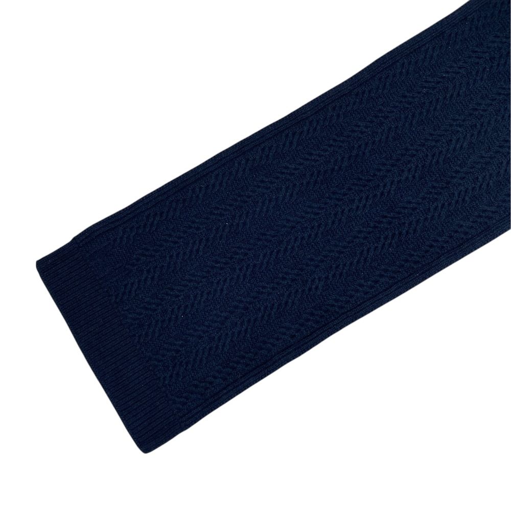 Hermes Knit Cable Scarf Shawl Cashmere Navy Classic Soft Warm Comfortable — view 6