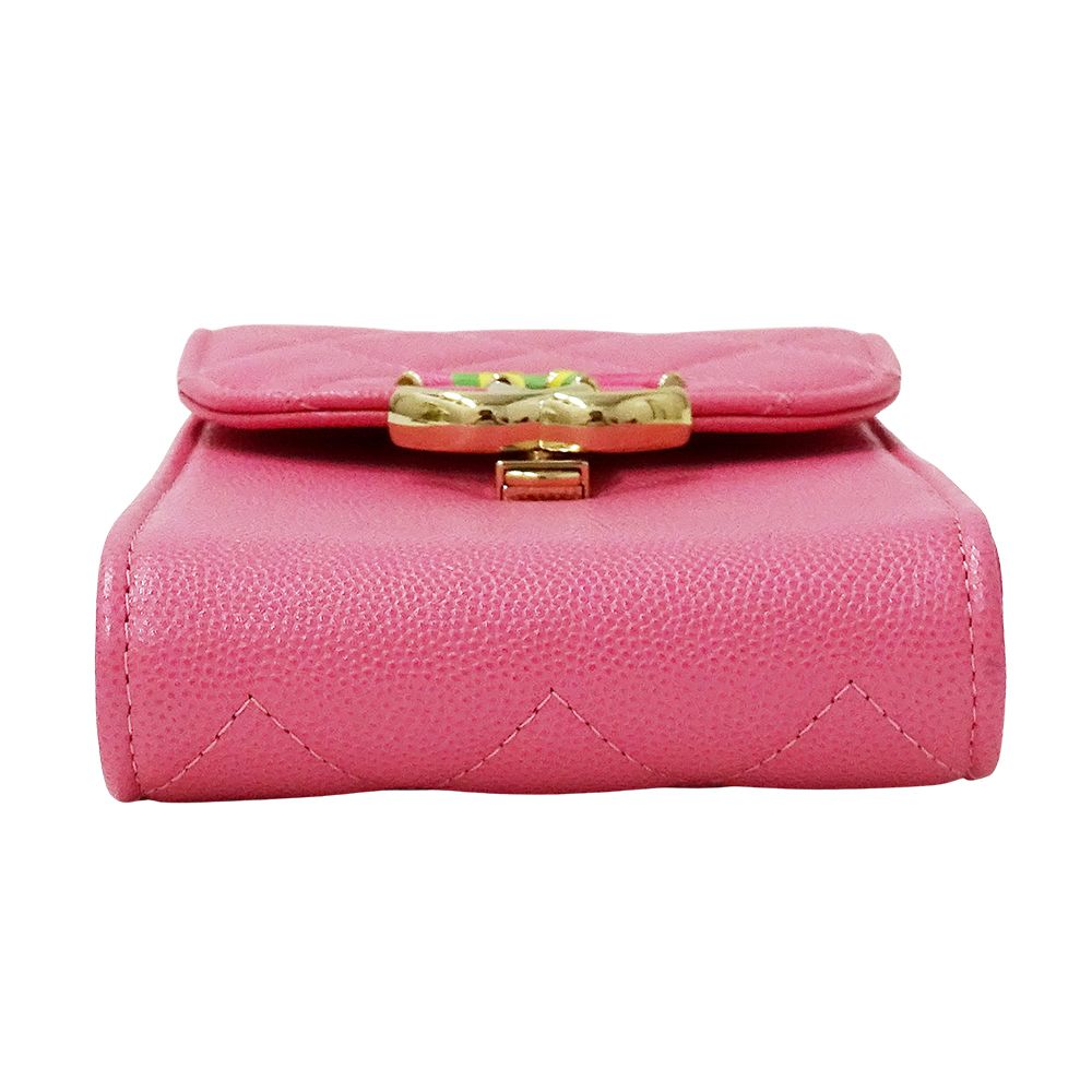 Chanel Quilted Shoulder Bag Smartphone Caviar Leather Pink Gold Pouch Chain — view 3