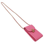 Chanel Quilted Shoulder Bag Smartphone Caviar Leather Pink Gold Pouch Chain — view 4