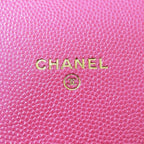 Chanel Quilted Shoulder Bag Smartphone Caviar Leather Pink Gold Pouch Chain — view 6