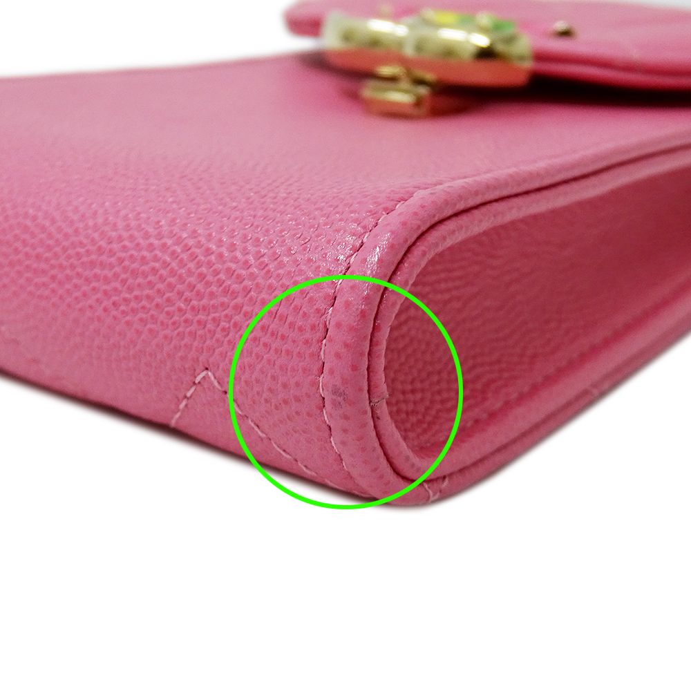 Chanel Quilted Shoulder Bag Smartphone Caviar Leather Pink Gold Pouch Chain — view 9