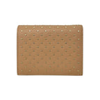 Prada Bifold Wallet Studded Leather Triangle Logo Natural Beige Gold — view 2