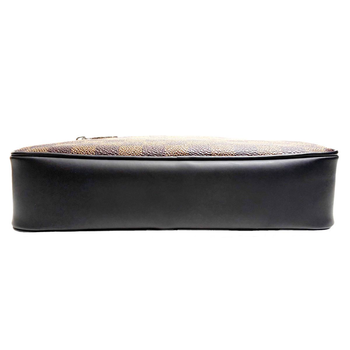 Louis Vuitton Clutch Pochette Kasai Brown Leather Damier Ebene — view 5