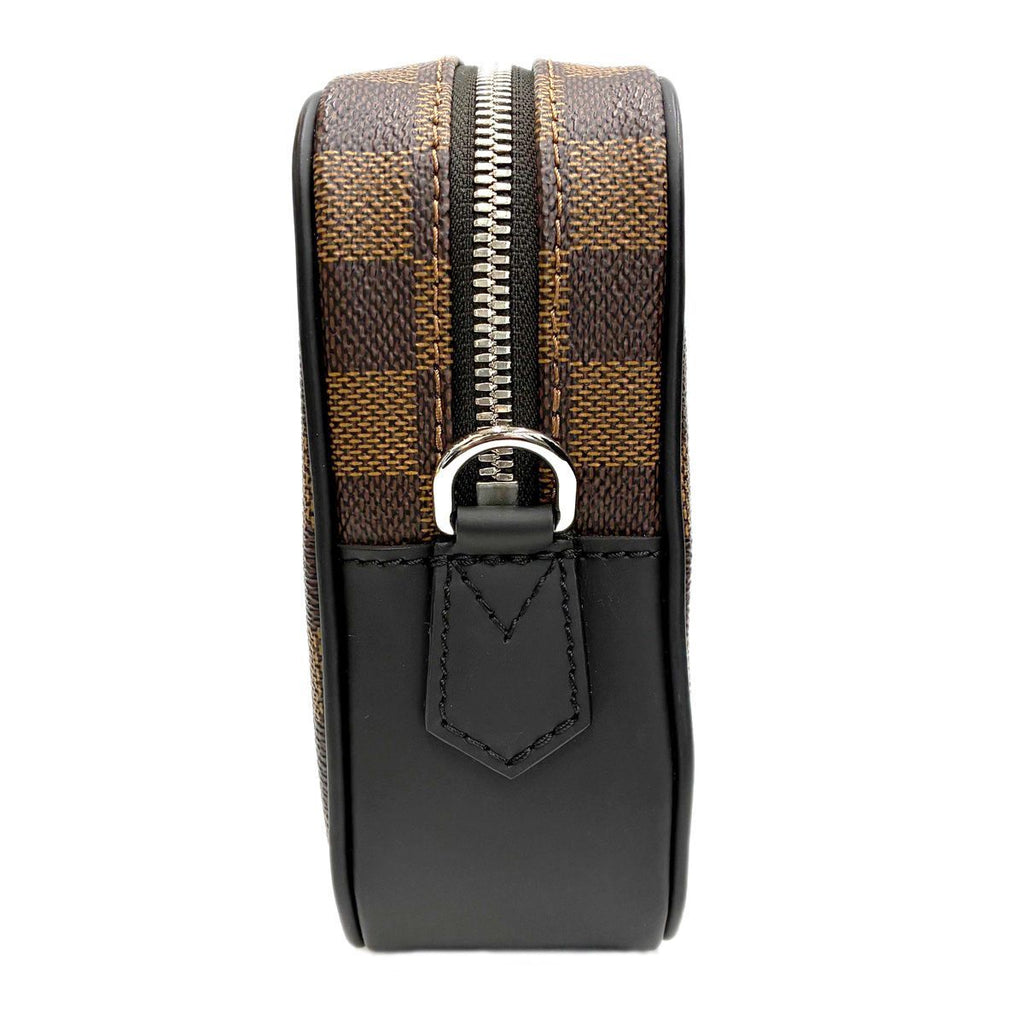 Louis Vuitton Clutch Pochette Kasai Brown Leather Damier Ebene — view 9