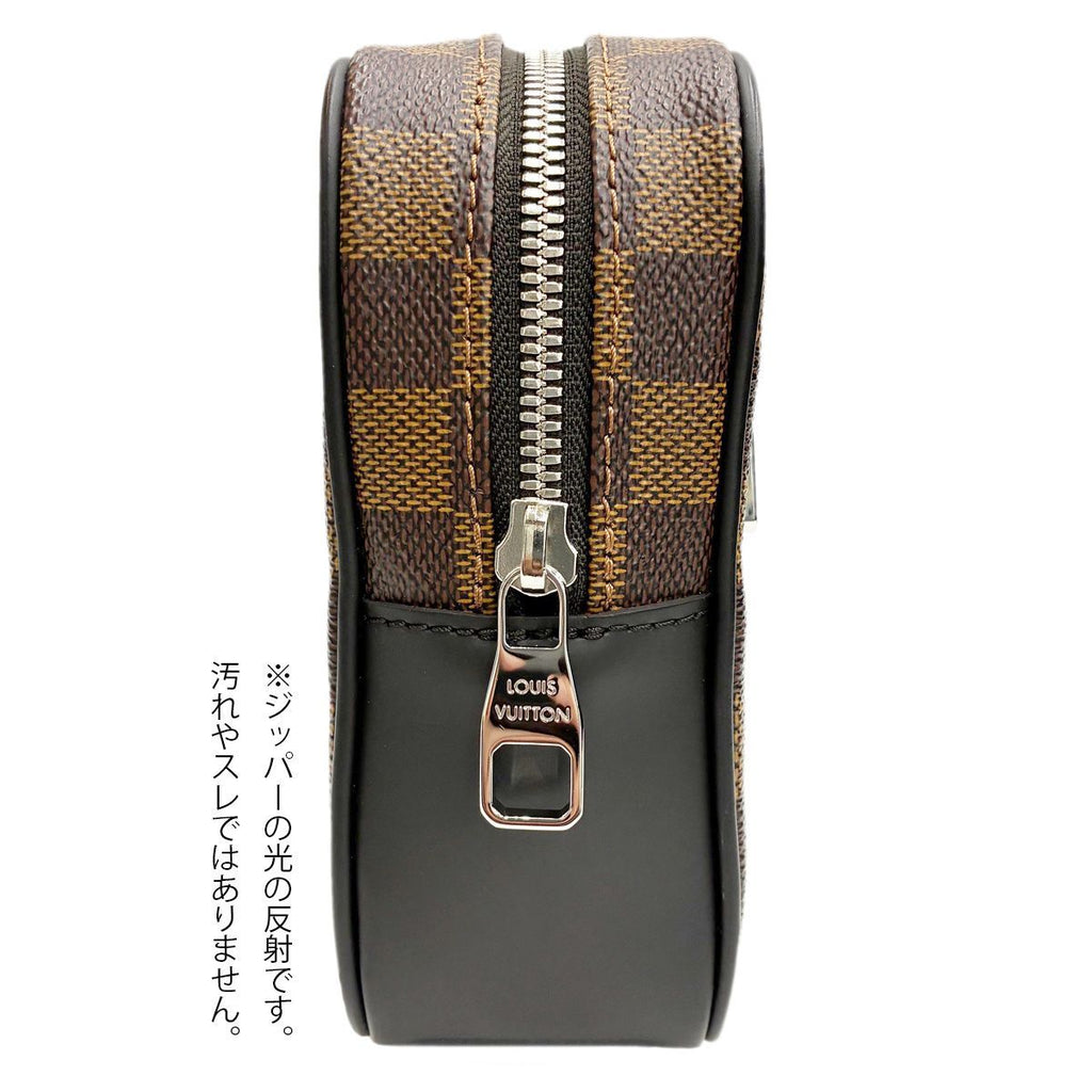 Louis Vuitton Clutch Pochette Kasai Brown Leather Damier Ebene — view 8