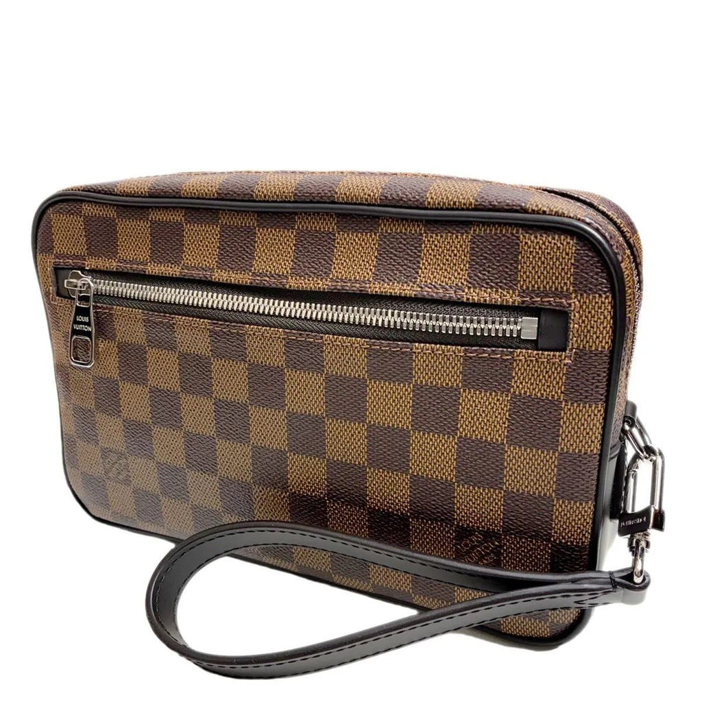 Louis Vuitton Clutch Pochette Kasai Brown Leather Damier Ebene — view 4