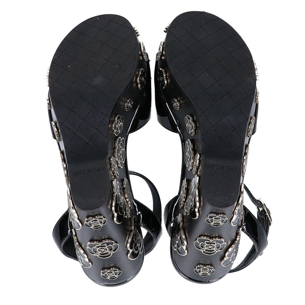 Chanel Patent Leather Camellia Sandal — view 6