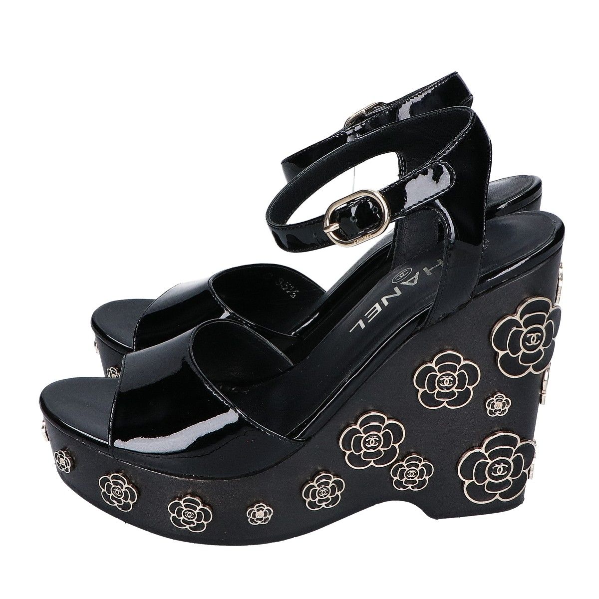Chanel Patent Leather Camellia Sandal — view 2