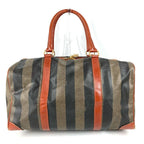 Fendi Boston Bag Pecan Logo Leather Khaki — view 2