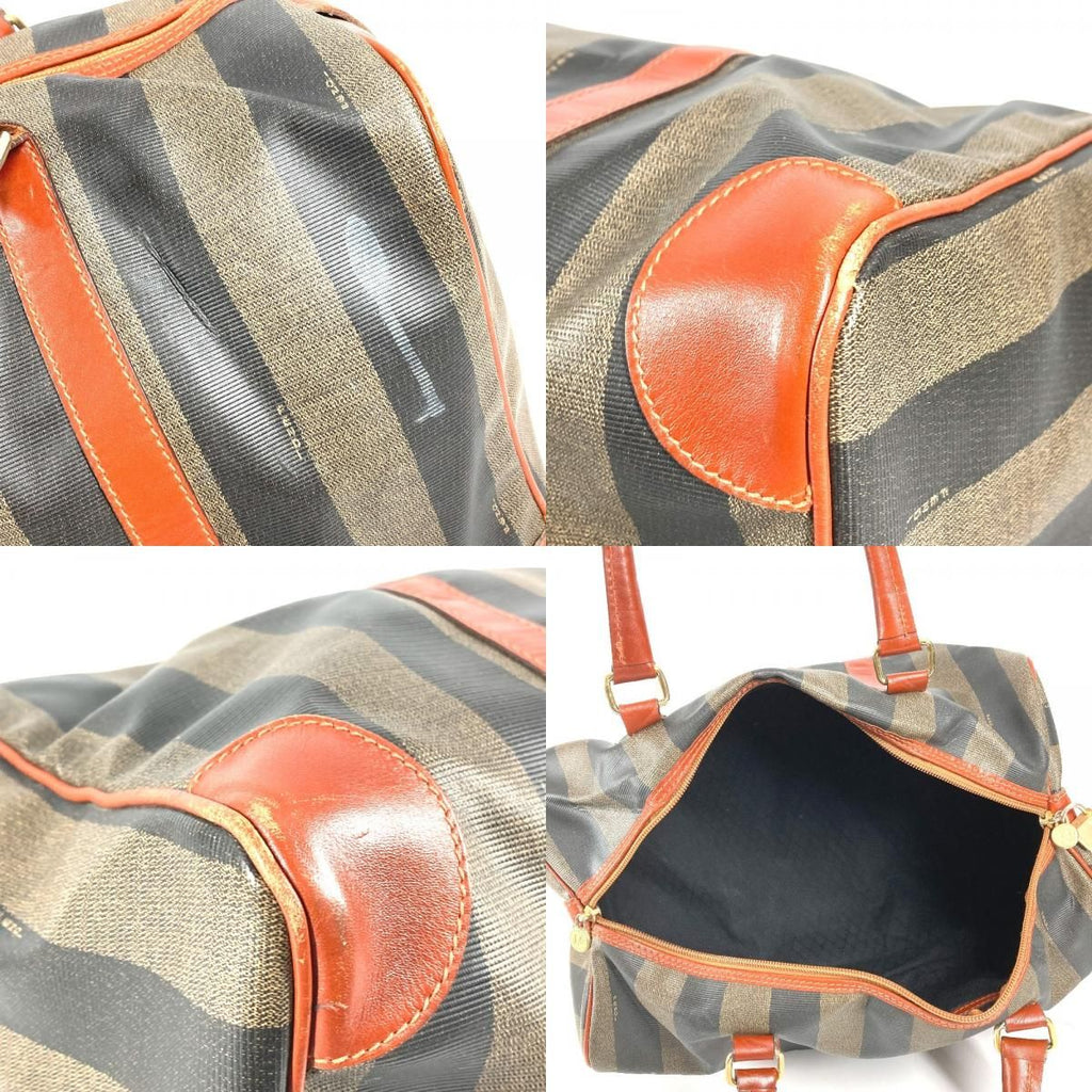 Fendi Boston Bag Pecan Logo Leather Khaki — view 8