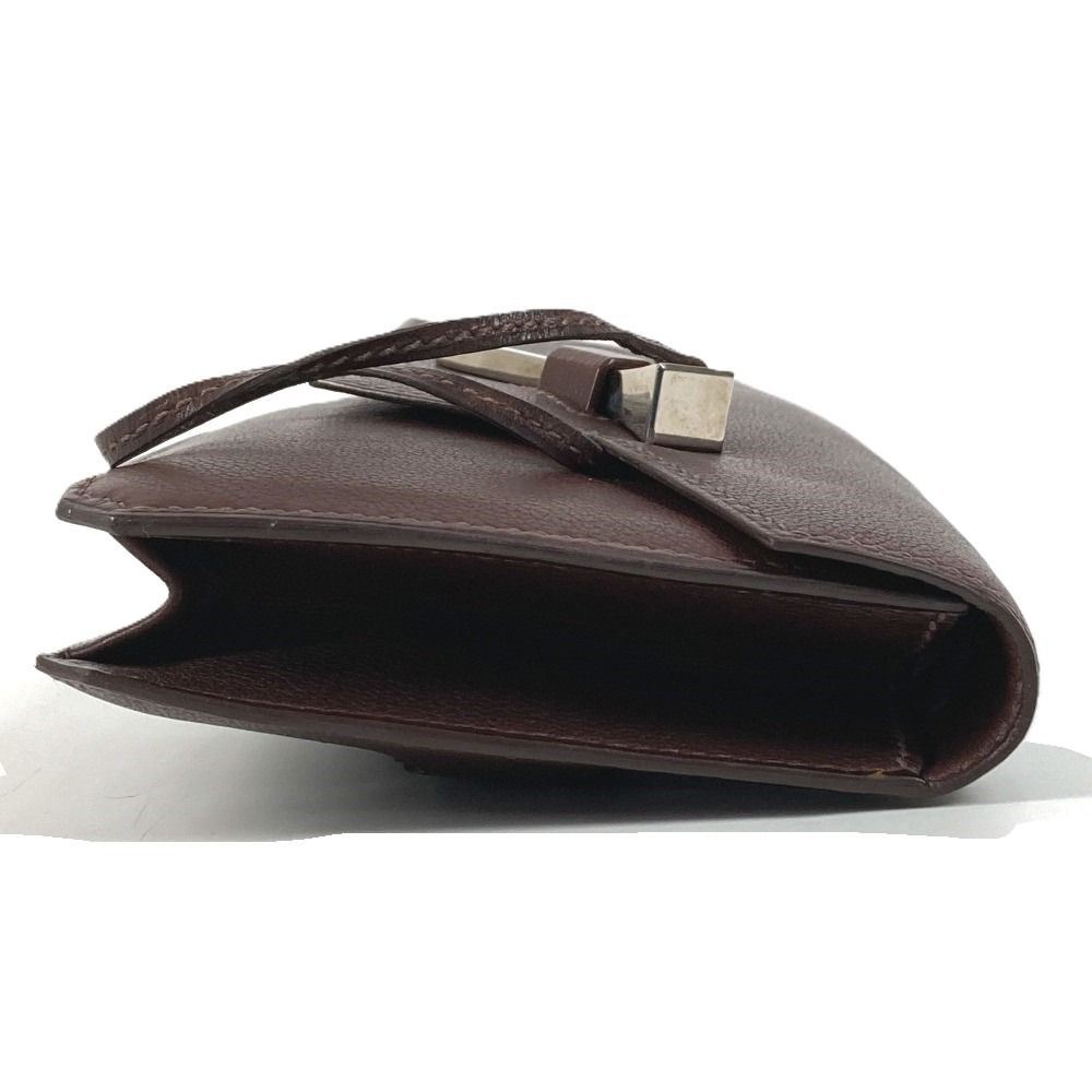 Hermes Clutch Envelope Leather Brown — view 5