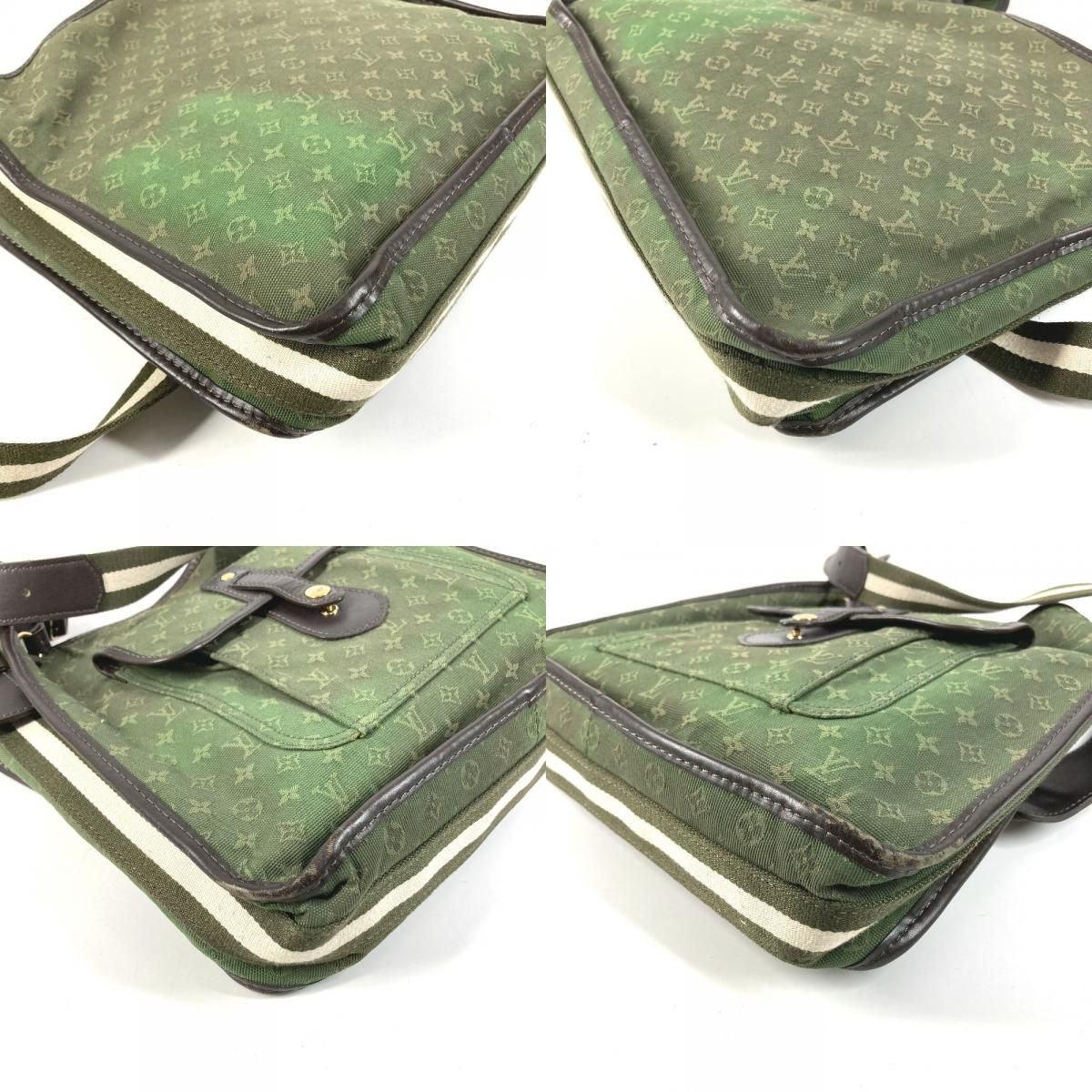 Louis Vuitton Shoulder Bag Besace Marie Kate Leather Canvas Khaki — view 8