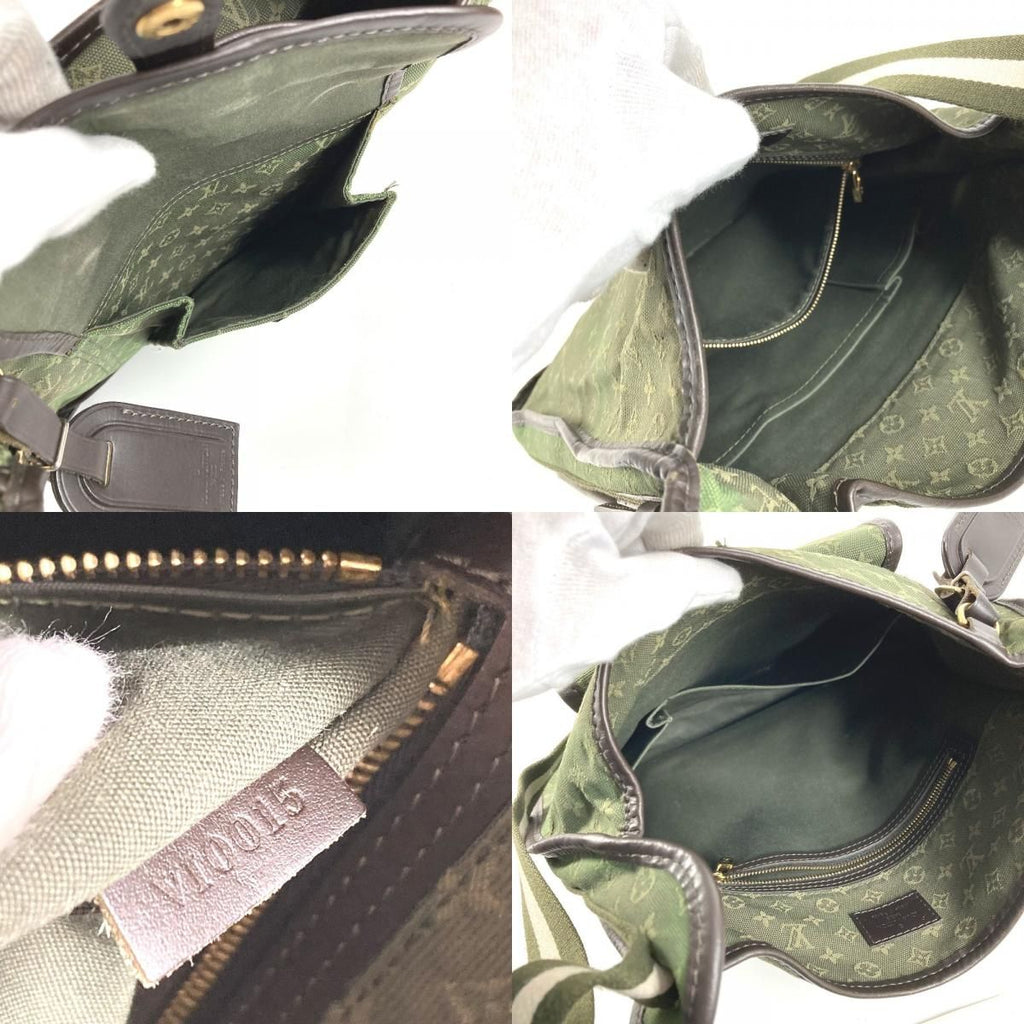 Louis Vuitton Shoulder Bag Besace Marie Kate Leather Canvas Khaki — view 7