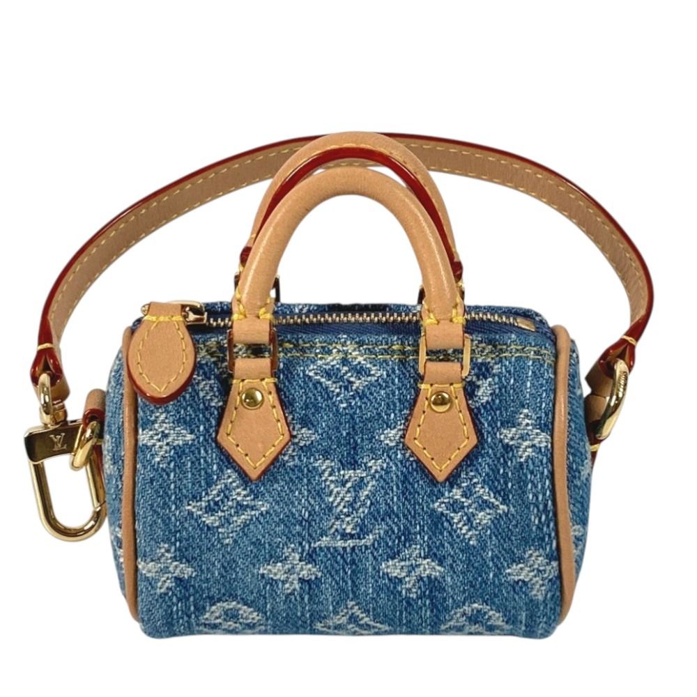 Louis Vuitton Key Holder Bijou Sac Micro Speedy Monogram Denim Blue Handbag — view 2