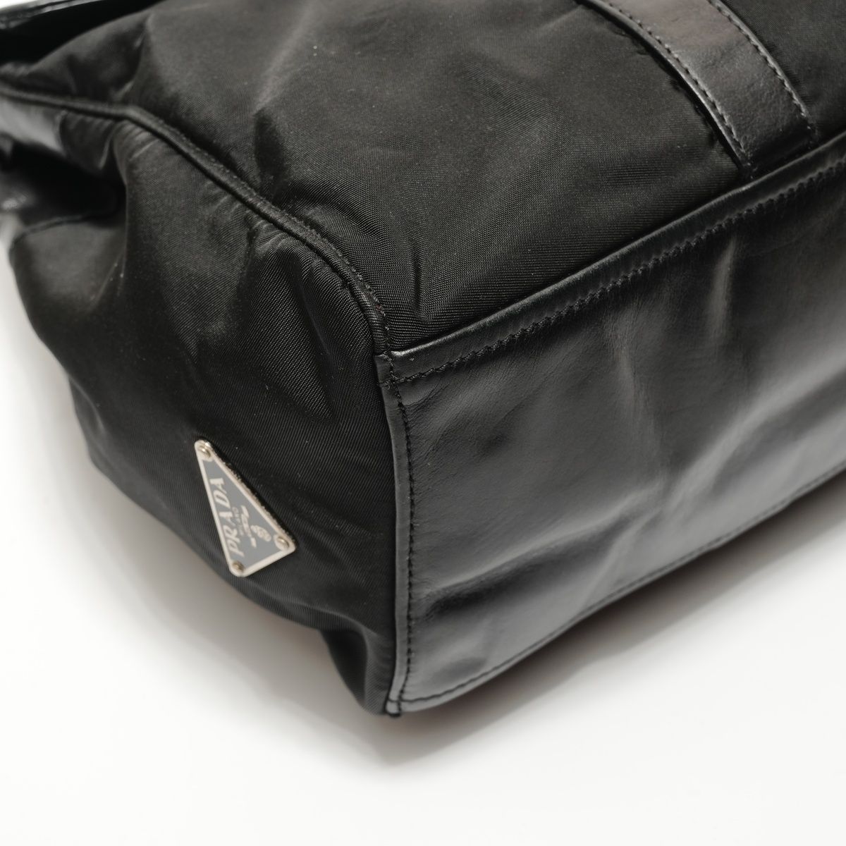 Prada Shoulder Bag Nylon Leather Triangle Logo Buckle — view 5