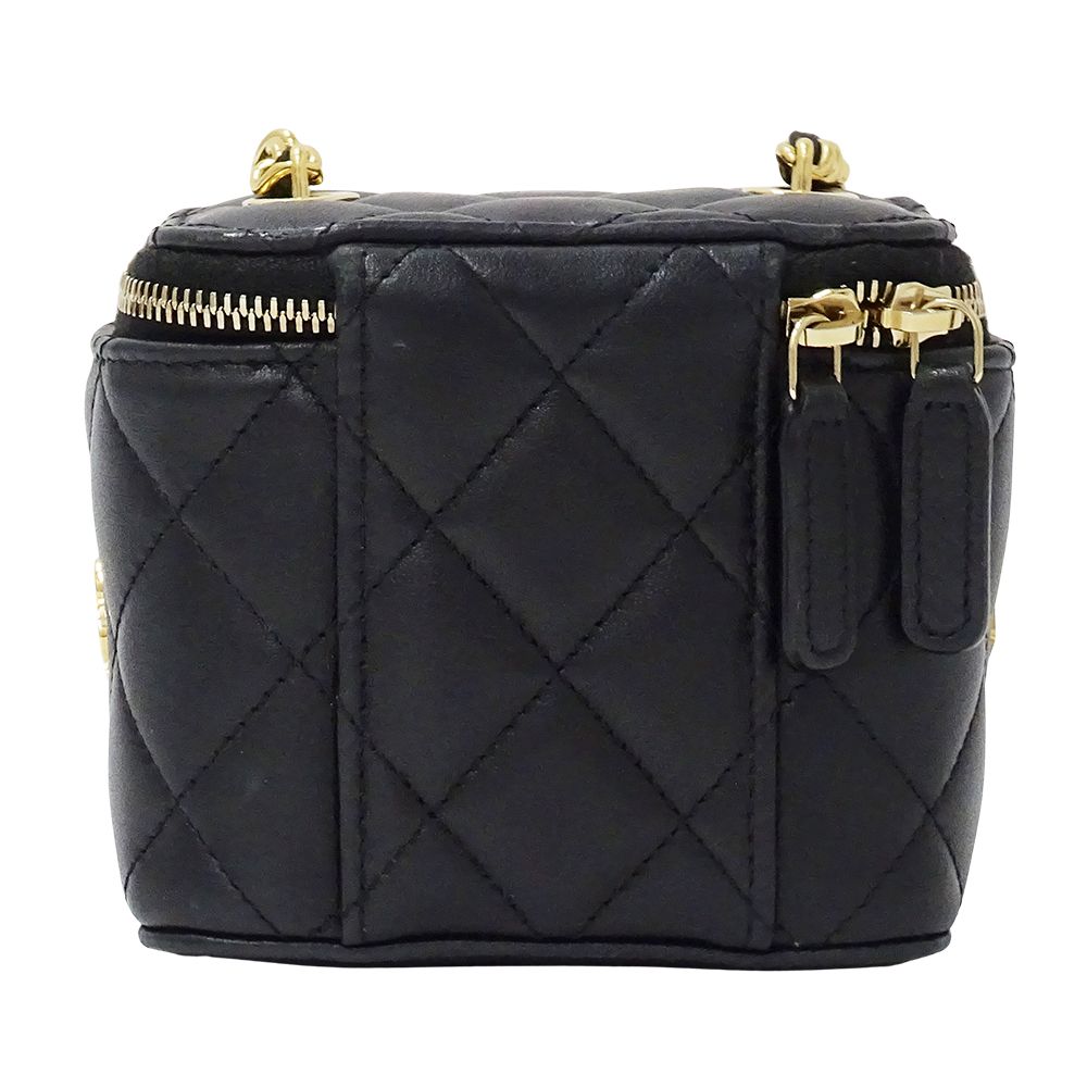 Chanel Quilted Shoulder Bag Lambskin Black Gold Chain Vanity Playing Card Suit — view 2