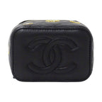 Chanel Quilted Shoulder Bag Lambskin Black Gold Chain Vanity Playing Card Suit — view 3