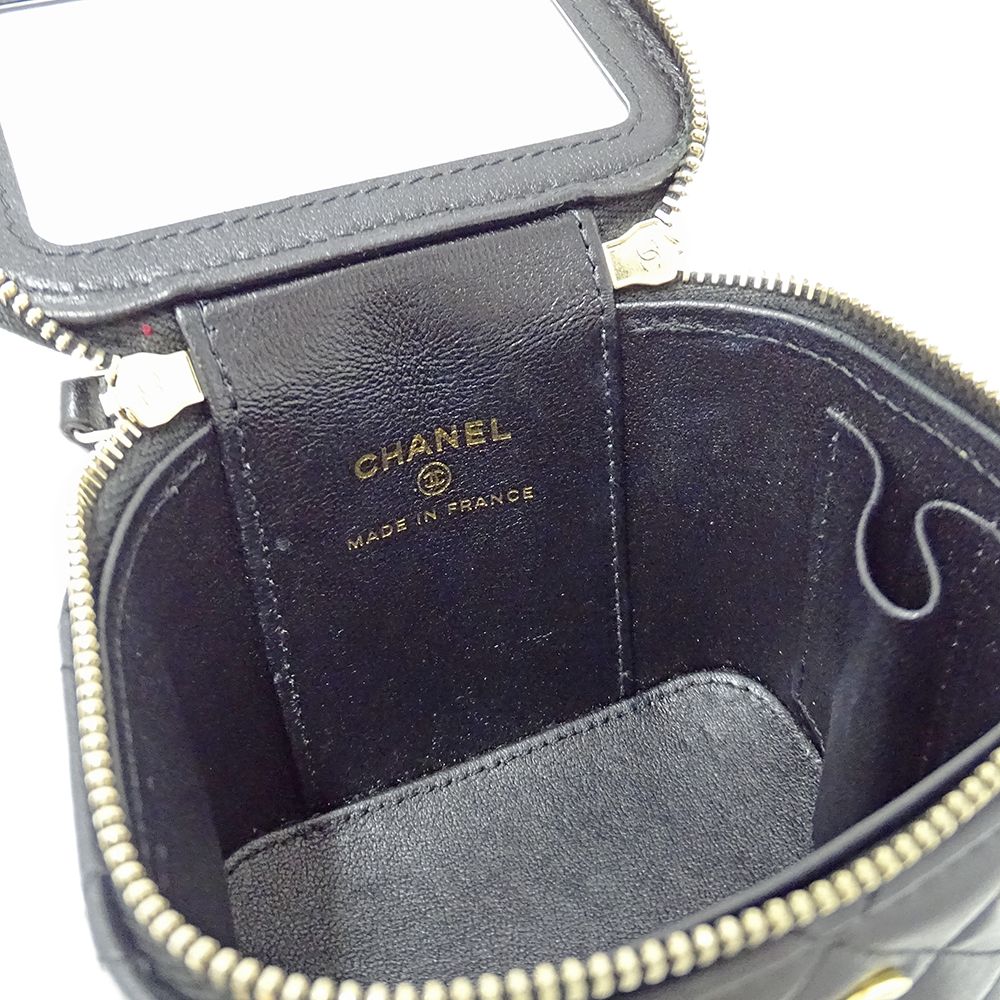 Chanel Quilted Shoulder Bag Lambskin Black Gold Chain Vanity Playing Card Suit — view 8