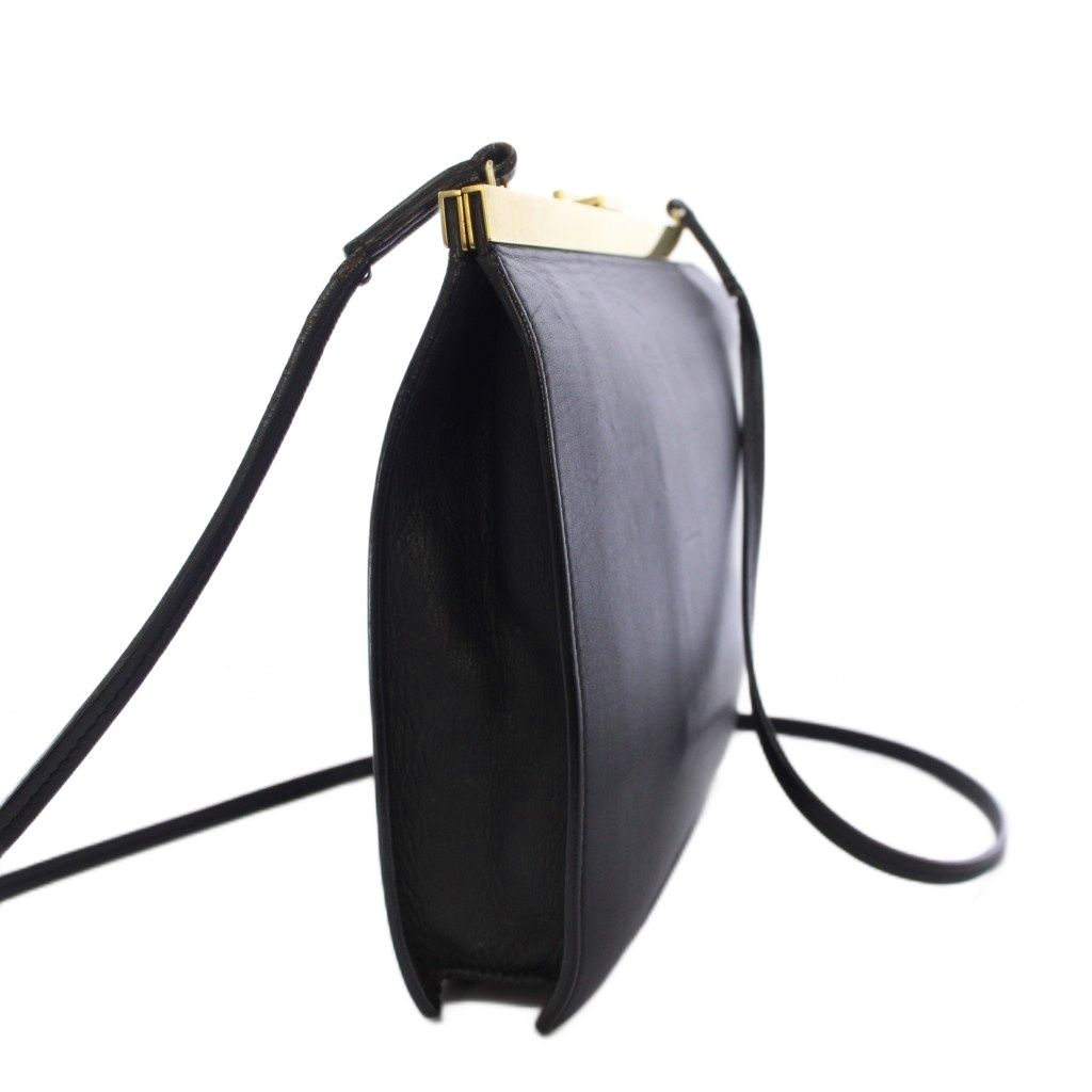 Celine Phoebe Philo Era Clasp Mini Shoulder Bag Leather Logo Foiing Black YT OH — view 2