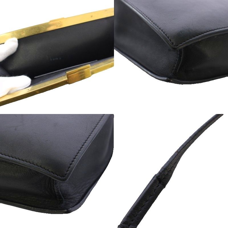 Celine Phoebe Philo Era Clasp Mini Shoulder Bag Leather Logo Foiing Black YT OH — view 8