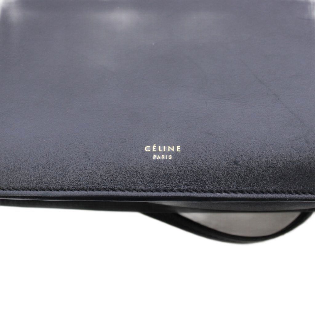 Celine Phoebe Philo Era Clasp Mini Shoulder Bag Leather Logo Foiing Black YT OH — view 5