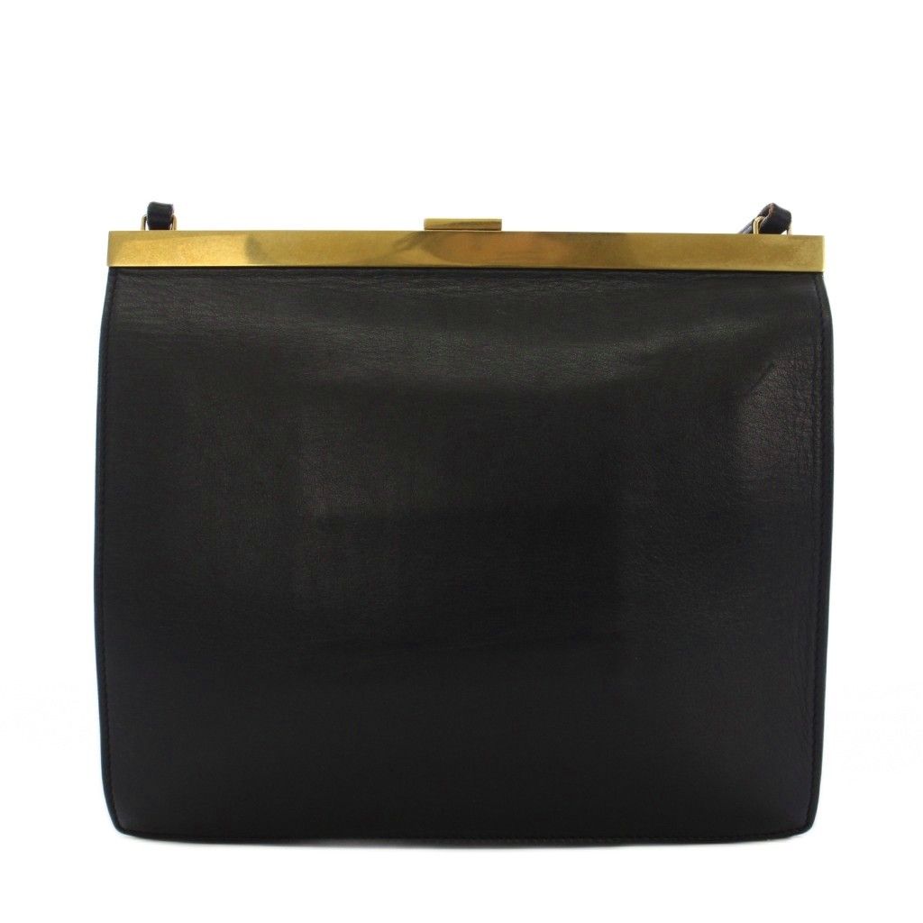 Celine Phoebe Philo Era Clasp Mini Shoulder Bag Leather Logo Foiing Black YT OH — view 3