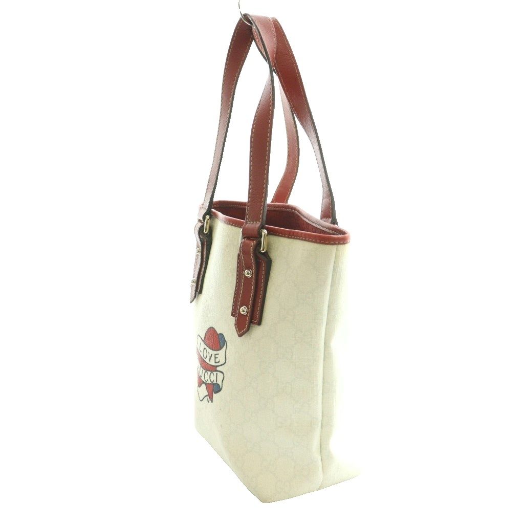 Gucci GG Canvas Love Tote Hand Off White Red SS — view 3