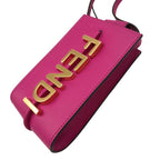 Fendi Shoulder Bag Graffiti Phone Pouch Pink Leather Smartphone Pochette Gold — view 2