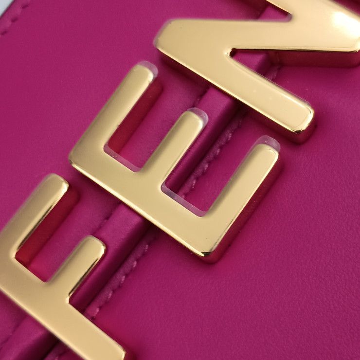 Fendi Shoulder Bag Graffiti Phone Pouch Pink Leather Smartphone Pochette Gold — view 4